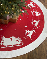 Saia para Árvore de Natal em Veludo Vermelho com Aplicação de Papai Noel - Imagem 1