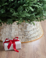 Saia Rígida para Árvore de Natal em Mosaico Perolado com Acabamento Dourado - Imagem 1