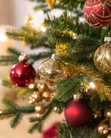 Mini Árvore de Natal 90 cm Encanto Imperial Vermelho & Dourado com Luzes LED - Imagem 4