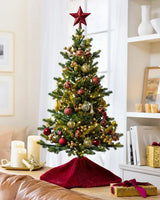 Mini Árvore de Natal 90 cm Encanto Imperial Vermelho & Dourado com Luzes LED - Imagem 1