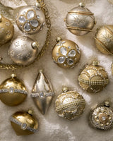 Kit 30 Enfeites para Árvore de Natal Dourado e Champagne com Pedrarias Decorativas - Imagem 1