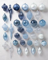 Kit 32 Enfeites para Árvore de Natal Azul, Branco e Prata – Coleção Inverno Elegante - Imagem 2