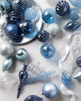 Kit 32 Enfeites para Árvore de Natal Azul, Branco e Prata – Coleção Inverno Elegante - Imagem 1