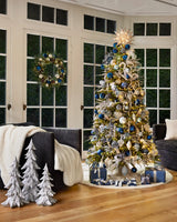 Kit 32 Enfeites para Árvore de Natal Azul, Branco e Prata – Coleção Inverno Elegante - Imagem 3