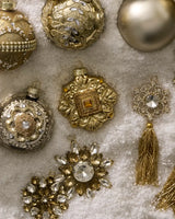 Kit 30 Enfeites para Árvore de Natal Dourado e Champagne com Pedrarias Decorativas - Imagem 2