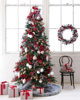Kit 25 Enfeites para Árvore de Natal Vermelho, Branco e Prata – Coleção Inverno Clássico - Imagem 3