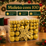 Kit 100 Bolas de Natal Douradas 3 cm, 4 cm e 6 cm + Ponteira Estrela + Maleta Organizadora - Imagem 6