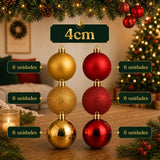 Kit 100 Bolas de Natal Vermelho e Dourado 3 cm, 4 cm e 6 cm + Ponteira Estrela Dourada - Imagem 5