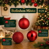 Kit 100 Bolas de Natal Vermelhas 3 cm, 4 cm e 6 cm + Ponteira Estrela + Maleta Organizadora - Imagem 4