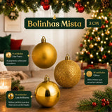 Kit 100 Bolas de Natal Douradas 3 cm, 4 cm e 6 cm + Ponteira Estrela + Maleta Organizadora - Imagem 5