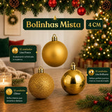 Kit 100 Bolas de Natal Douradas 3 cm, 4 cm e 6 cm + Ponteira Estrela + Maleta Organizadora - Imagem 4