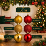 Kit 100 Bolas de Natal Vermelho e Dourado 3 cm, 4 cm e 6 cm + Ponteira Estrela Dourada - Imagem 6