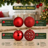 Kit 100 Bolas de Natal Vermelhas 3 cm, 4 cm e 6 cm + Ponteira Estrela + Maleta Organizadora - Imagem 6