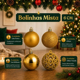 Kit 100 Bolas de Natal Douradas 3 cm, 4 cm e 6 cm + Ponteira Estrela + Maleta Organizadora - Imagem 3