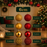 Kit 100 Bolas de Natal Vermelho e Dourado 3 cm, 4 cm e 6 cm + Ponteira Estrela Dourada - Imagem 4