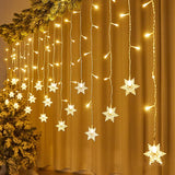 Luzes em LED Modelo Cortina Decoração de Natal Flocos de Neve - Imagem 1