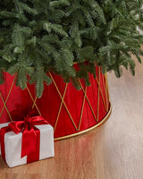 Saia Rígida para Árvore de Natal Tambor Vermelho com Detalhes Dourados - Imagem 1