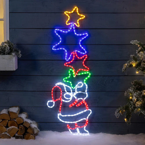 Luminária de parede Papai Noel e Estrela com LED