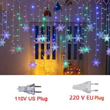 Luzes em LED Modelo Cortina Decoração de Natal Flocos de Neve - Imagem 7
