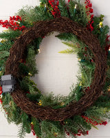 Guirlanda de Natal 90 cm com LED, Folhagens Verdes e Frutas Vermelhas - Imagem 3
