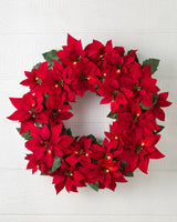 Guirlanda Natal Flores Vermelhas Com LED 90 cm - Imagem 1
