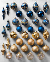 Kit 32 Enfeites para Árvore de Natal Azul e Dourado com Bolas e Pendentes Decorativos - Imagem 2