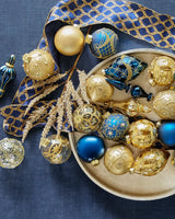 Kit 32 Enfeites para Árvore de Natal Azul e Dourado com Bolas e Pendentes Decorativos - Imagem 3
